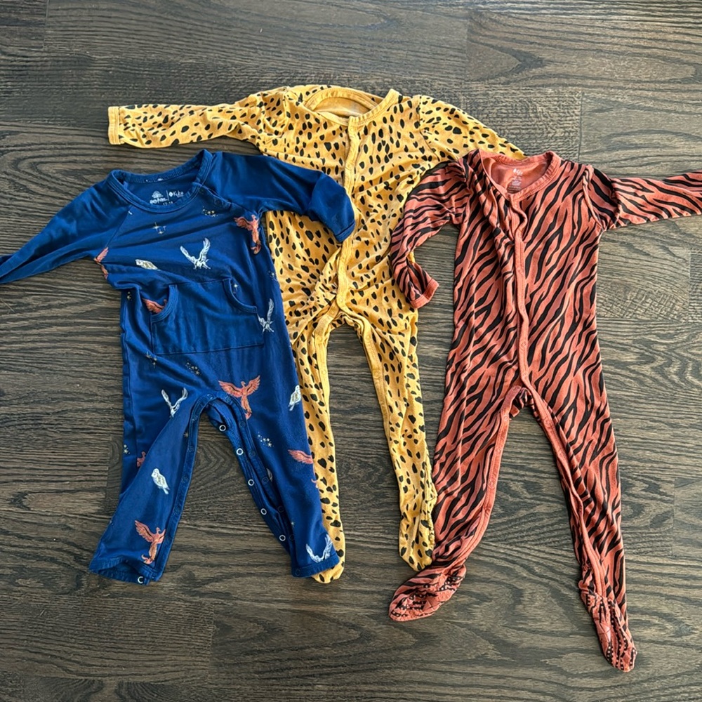 Kyle Baby: 2 Footie PJs and 1 Romper. Size 12-18 months. Great quality